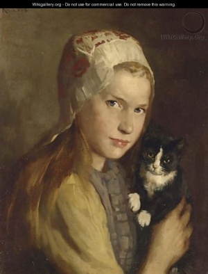 Hendrik-Maarten-Krabbe A-Girl-With-Her-Cat.jpg